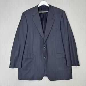 Hickey Freeman Blazer Mens 44L Navy Wool Boardroom Micro Plaid Suit Jacket